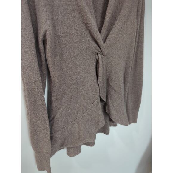 REPEAT Cashmere Brown Twist Front Ruffle Sweater - Picture 3 of 5